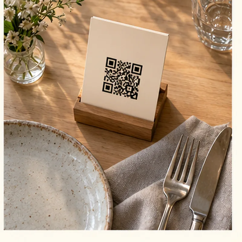 Chevalet de table portant un QR code de commande
